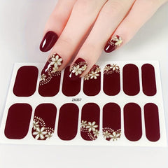Bronzing Flower Nail Polish Stickers Self Adhesive Decal Strips for Women/Girls
