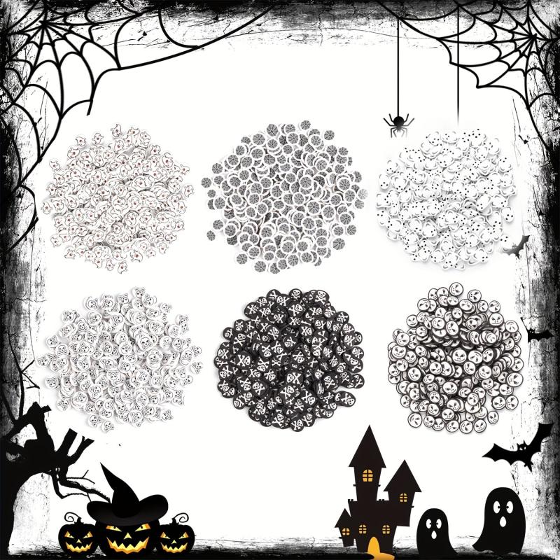 Halloween Nail Art Slice Skull Spider Web Ghost Nail Sequins