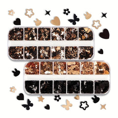 Butterfly & Heart Nail Sequins DIY Charms 12 Grids