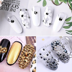 Crystal Nail Art Rhinestone Silver Clear Flat Bottom Mixed Sizes DIY Nail Art