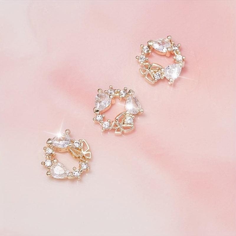 Butterfly Heart Zirconia Wreath Nail Charms DIY