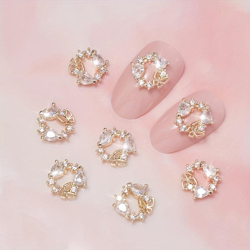 Butterfly Heart Zirconia Wreath Nail Charms DIY
