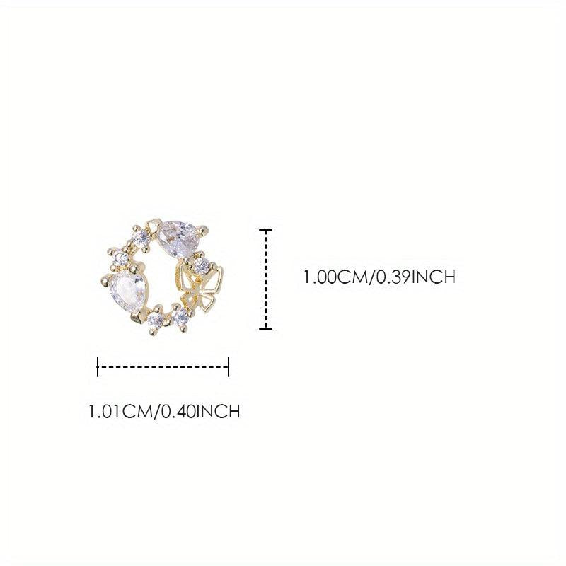 Butterfly Heart Zirconia Wreath Nail Charms DIY
