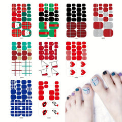 Essential Toe Nail Stickers Full Wraps Stripes Waterproof Adhesive Art Decals