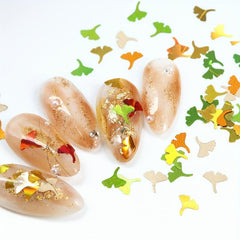 Autumn Ginkgo Leaf Nail Glitter Holographic Flake Set