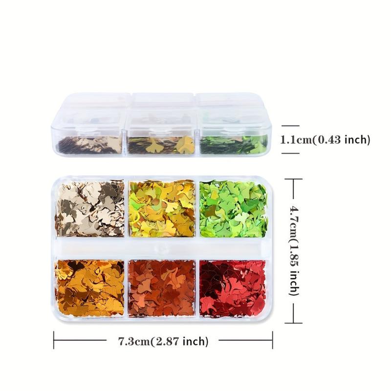 Autumn Ginkgo Leaf Nail Glitter Holographic Flake Set