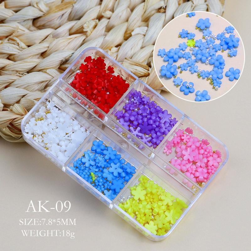 3D Acrylic Flower Nail Art with Rhinestones for Nail Beauty