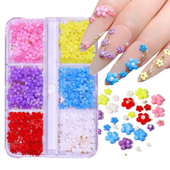 3D Acrylic Flower Nail Art with Rhinestones for Nail Beauty