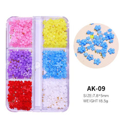 3D Acrylic Flower Nail Art with Rhinestones for Nail Beauty