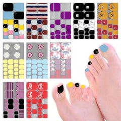 Colorful Toenail Polish Stickers Self Adhesive Decal Strips Pedicure Kit