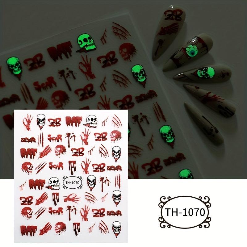 Halloween Nail Art Stickers Pumpkin Spider Witch Skull Ghost Nail Art Decals