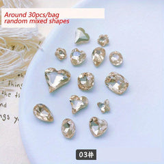 30pcs Pointed Back Glass Nail Art Rhinestones Crystal Gemstones DIY Accessories