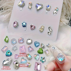 30pcs Pointed Back Glass Nail Art Rhinestones Crystal Gemstones DIY Accessories