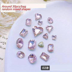 30pcs Pointed Back Glass Nail Art Rhinestones Crystal Gemstones DIY Accessories