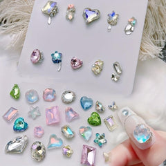 30pcs Pointed Back Glass Nail Art Rhinestones Crystal Gemstones DIY Accessories