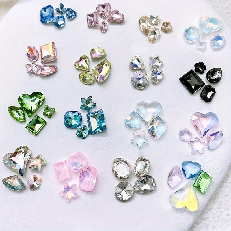 30pcs Pointed Back Glass Nail Art Rhinestones Crystal Gemstones DIY Accessories