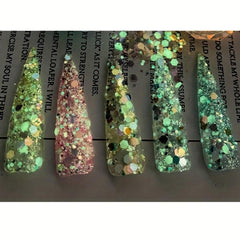6 Colors Luminous Hexagon Nail Glitters Sequins Flakes