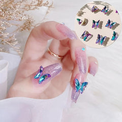 20 Pcs 3D Butterfly Wings Glass Nail Rhinestone for Manicure Decoration
