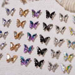 20 Pcs 3D Butterfly Wings Glass Nail Rhinestone for Manicure Decoration