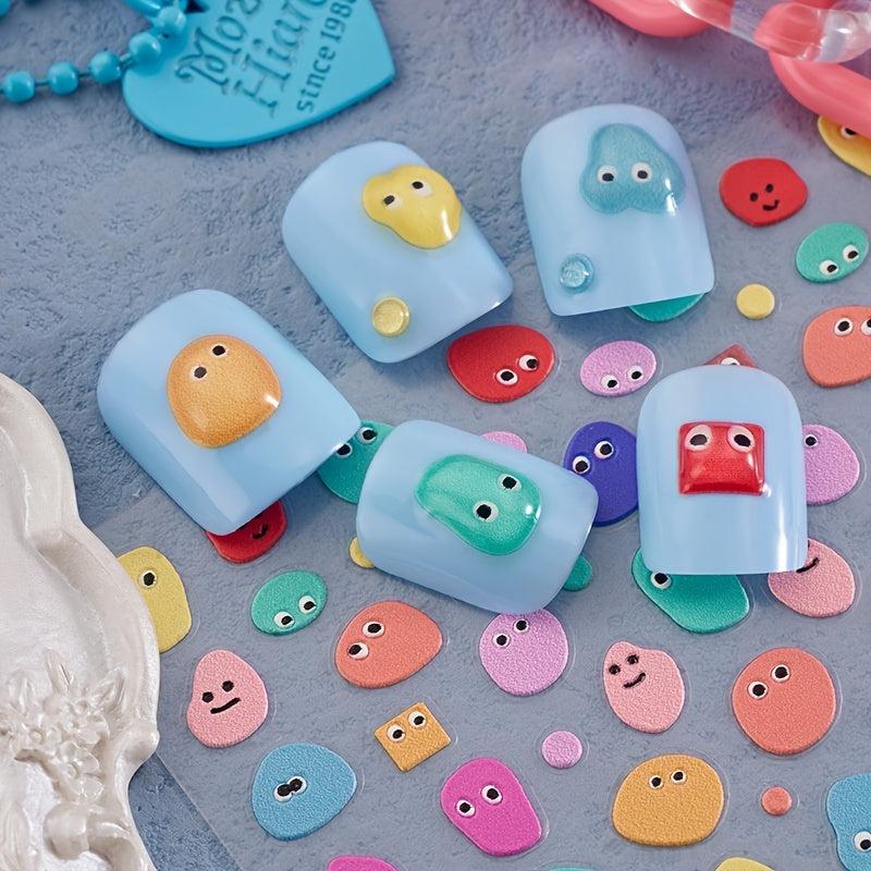 5pcs 5D Cartoon Nail Art Stickers Self Adhesive Decals For DIY