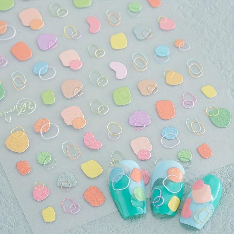 5pcs 5D Cartoon Nail Art Stickers Self Adhesive Decals For DIY