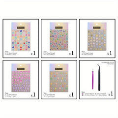 5pcs 5D Cartoon Nail Art Stickers Self Adhesive Decals For DIY