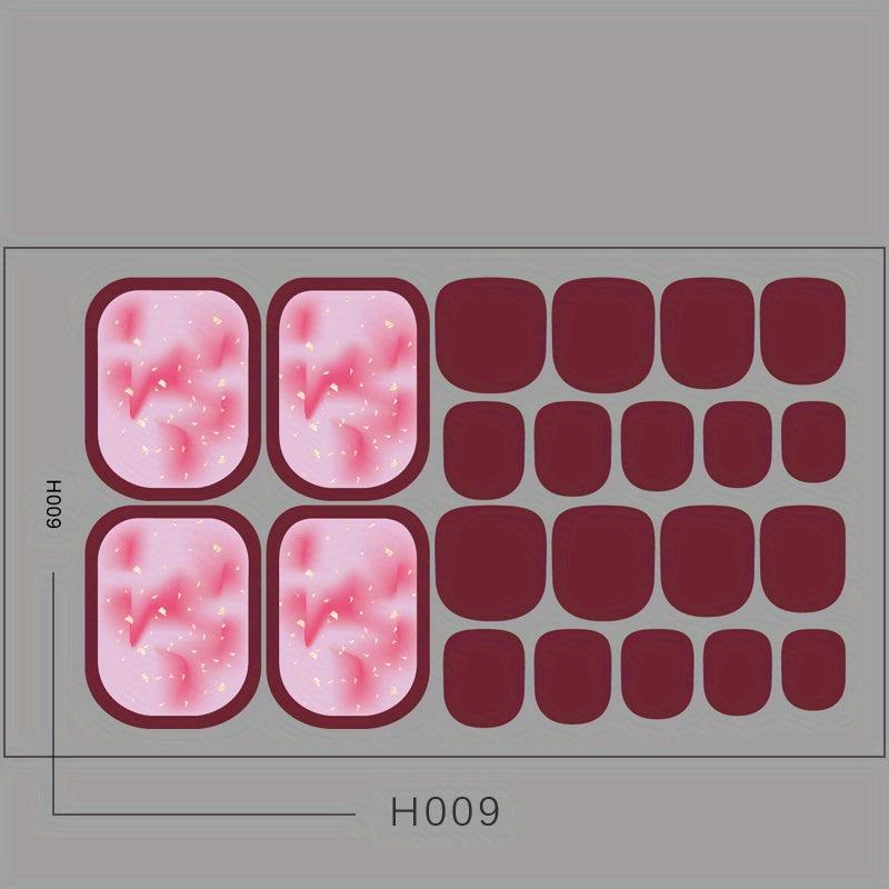 Colorful Gradient Toenail Stickers Self Adhesive Pedicure Kits