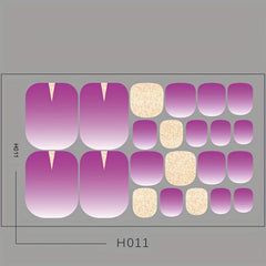 Colorful Gradient Toenail Stickers Self Adhesive Pedicure Kits
