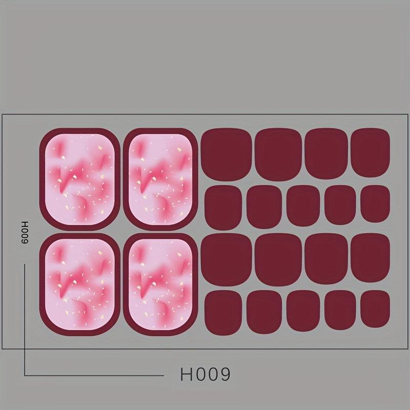 Colorful Gradient Toenail Stickers Self Adhesive Pedicure Kits