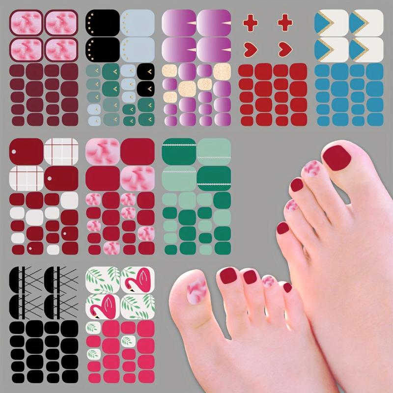 Colorful Gradient Toenail Stickers Self Adhesive Pedicure Kits