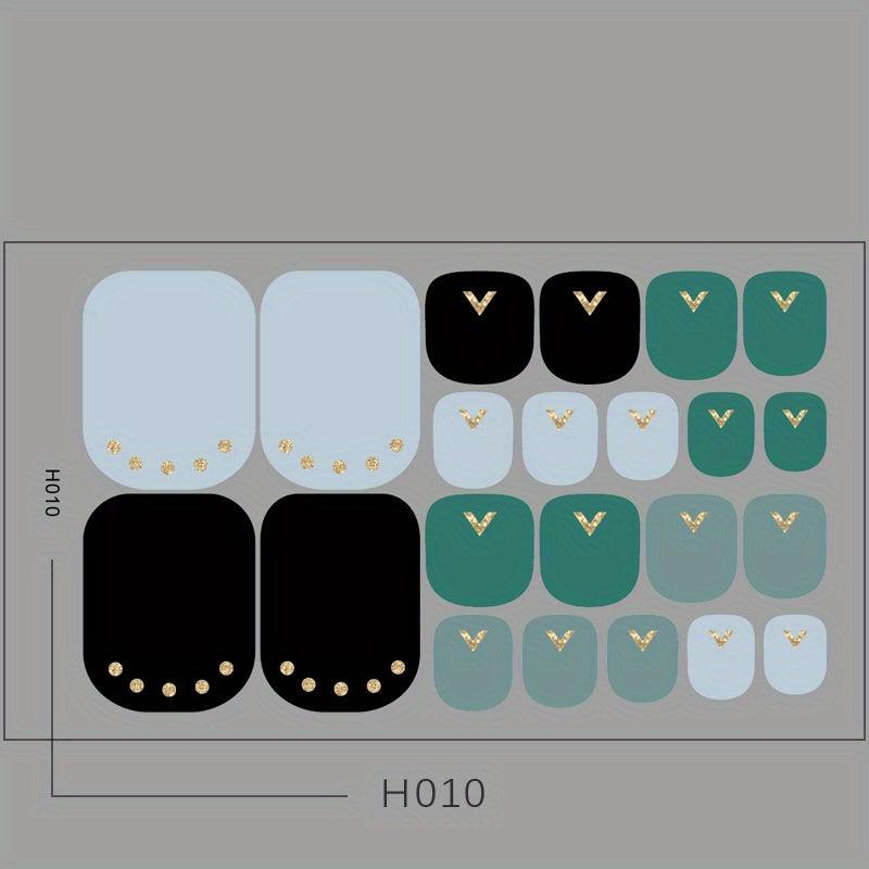 Colorful Gradient Toenail Stickers Self Adhesive Pedicure Kits