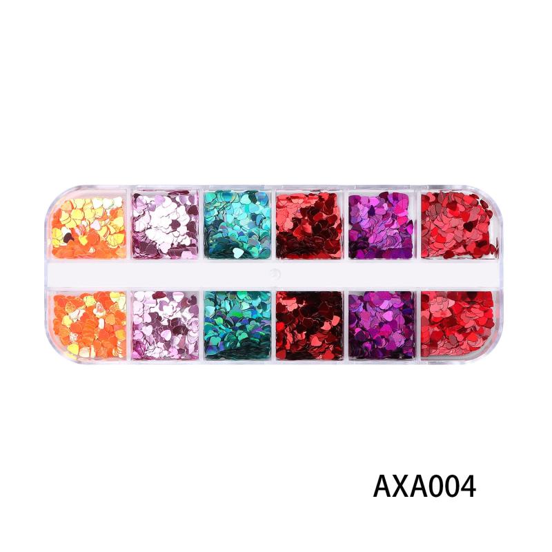 3D Heart Nail Glitter Sequins Holographic Laser Heart Nail Art Stickers