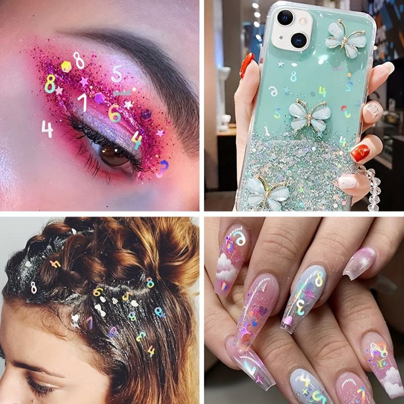 3D Heart Nail Glitter Sequins Holographic Laser Heart Nail Art Stickers