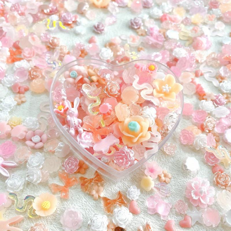 Luminous Orange Flower Nail Kit 3D Resin Cherry Blossoms DIY Nail Decor