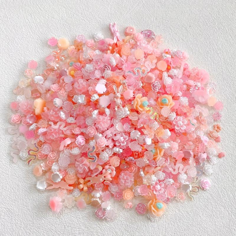 Luminous Orange Flower Nail Kit 3D Resin Cherry Blossoms DIY Nail Decor
