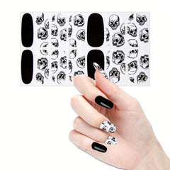 Rose Skull Nail Polish Stickers Self Adhesive Decal Strips Manicure Kit