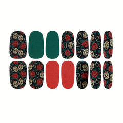 Rose Skull Nail Polish Stickers Self Adhesive Decal Strips Manicure Kit