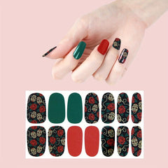Rose Skull Nail Polish Stickers Self Adhesive Decal Strips Manicure Kit