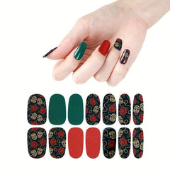 Rose Skull Nail Polish Stickers Self Adhesive Decal Strips Manicure Kit