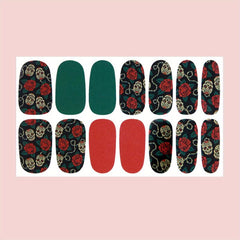 Rose Skull Nail Polish Stickers Self Adhesive Decal Strips Manicure Kit