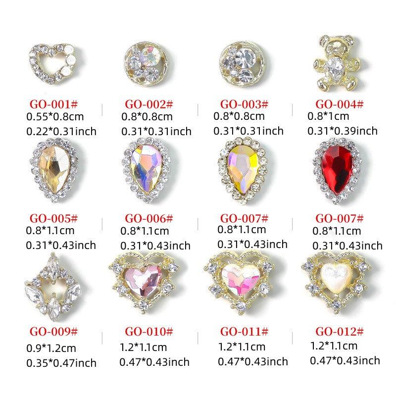 3D Alloy Nail Charms Large Rhinestones Metal Charms Gems For Nail Art