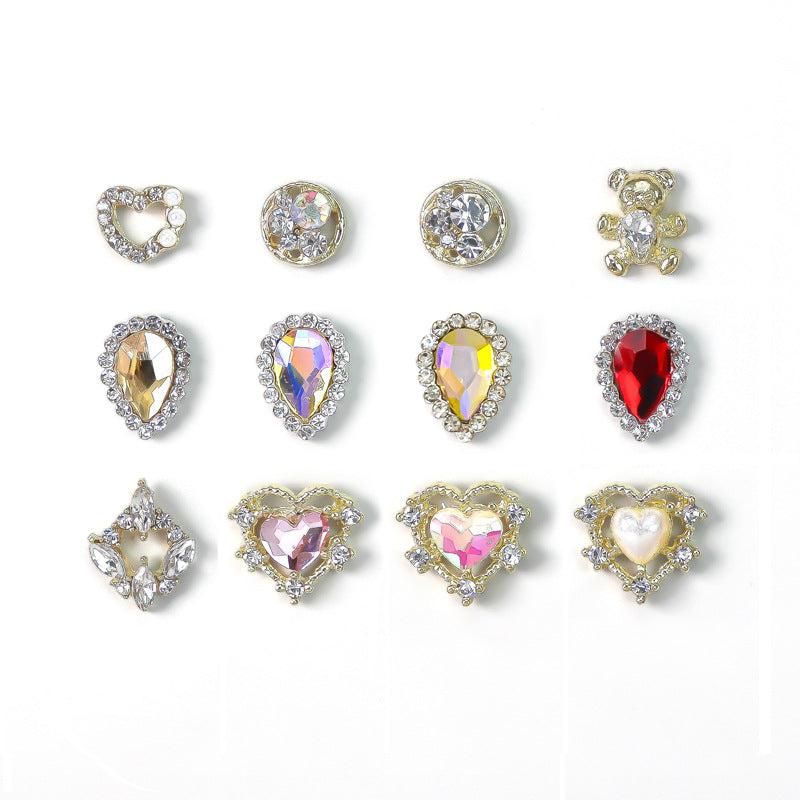 3D Alloy Nail Charms Large Rhinestones Metal Charms Gems For Nail Art