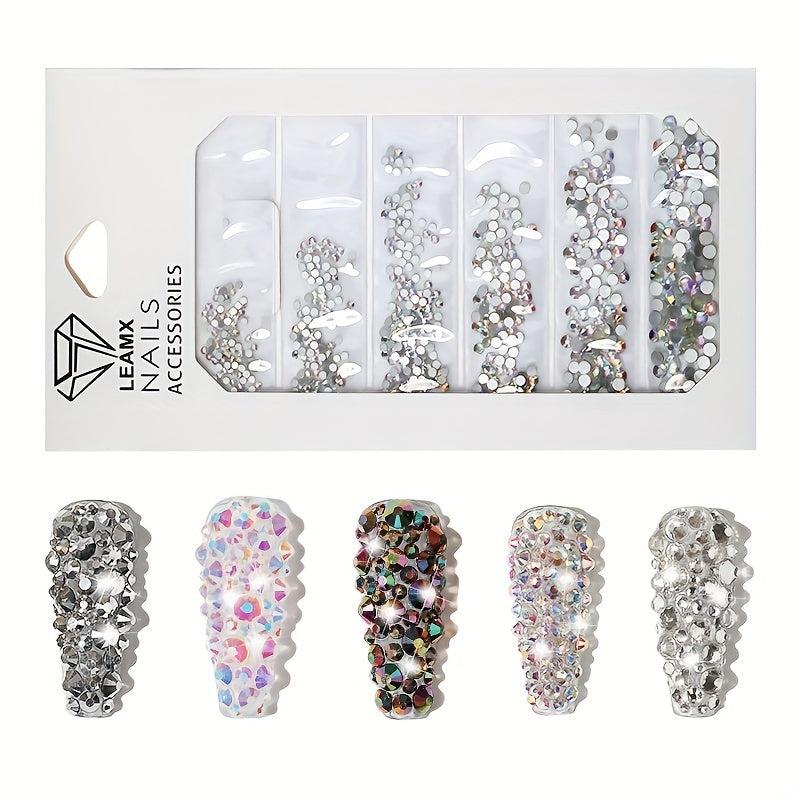 6 Grid Rhinestone Nail Stickers for DIY Nail Decor