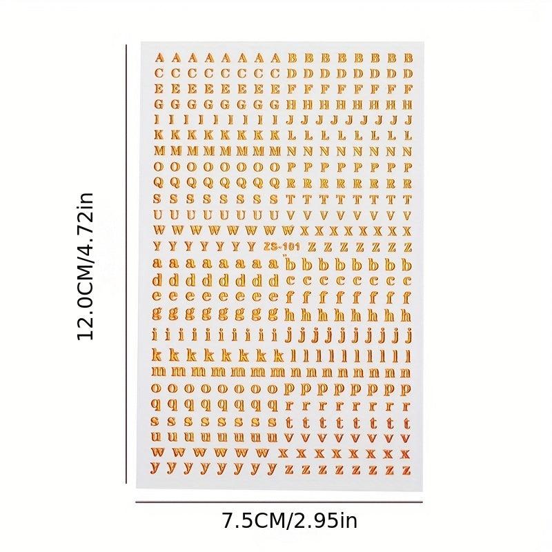 Holographic English Letter Nail Stickers 3D Decals