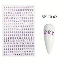 Holographic English Letter Nail Stickers 3D Decals