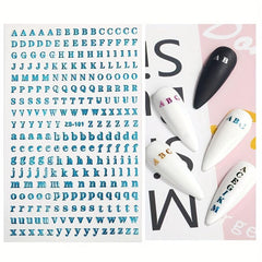 Holographic English Letter Nail Stickers 3D Decals