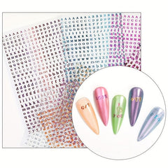 Holographic English Letter Nail Stickers 3D Decals