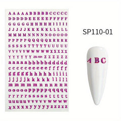 Holographic English Letter Nail Stickers 3D Decals