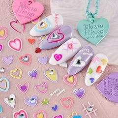4pcs 5D Heart Rhinestone Nail Art Stickers - Self Adhesive Nail Art Supplies