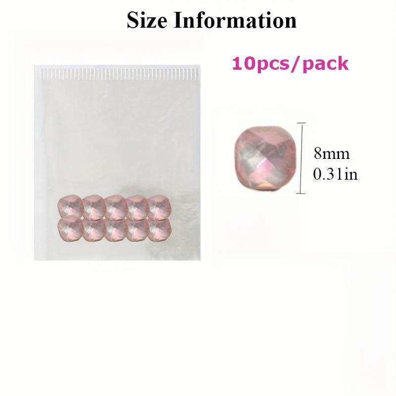 10pcs Rhinestone Nail Art for Home and Salon Use Mocha Pink Moonlight Colors
